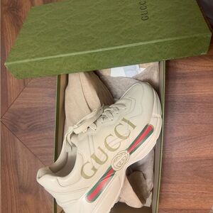 Gucci Cream Rhyton Sneakers with Box